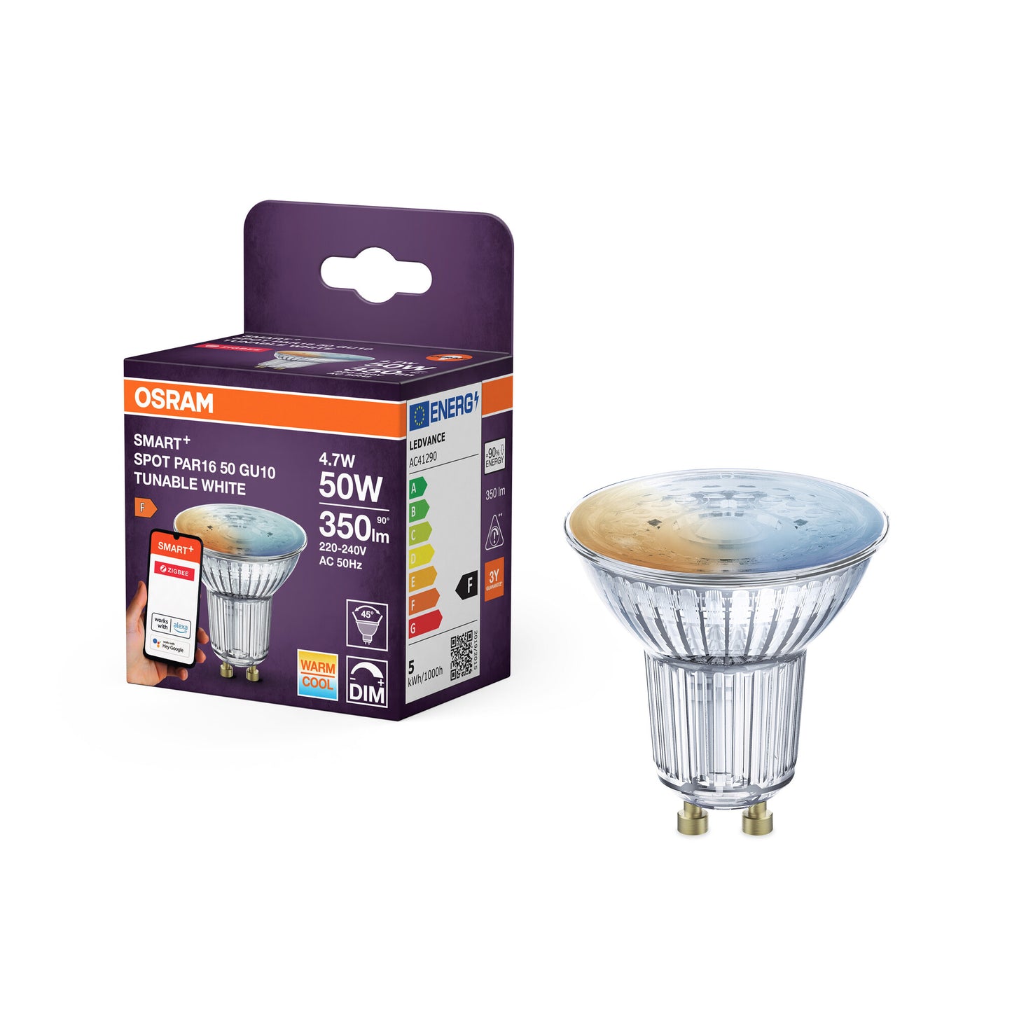 OSRAM SMART LED PAR16 reflektor GU10 4,7W ZigBee-inställbar
