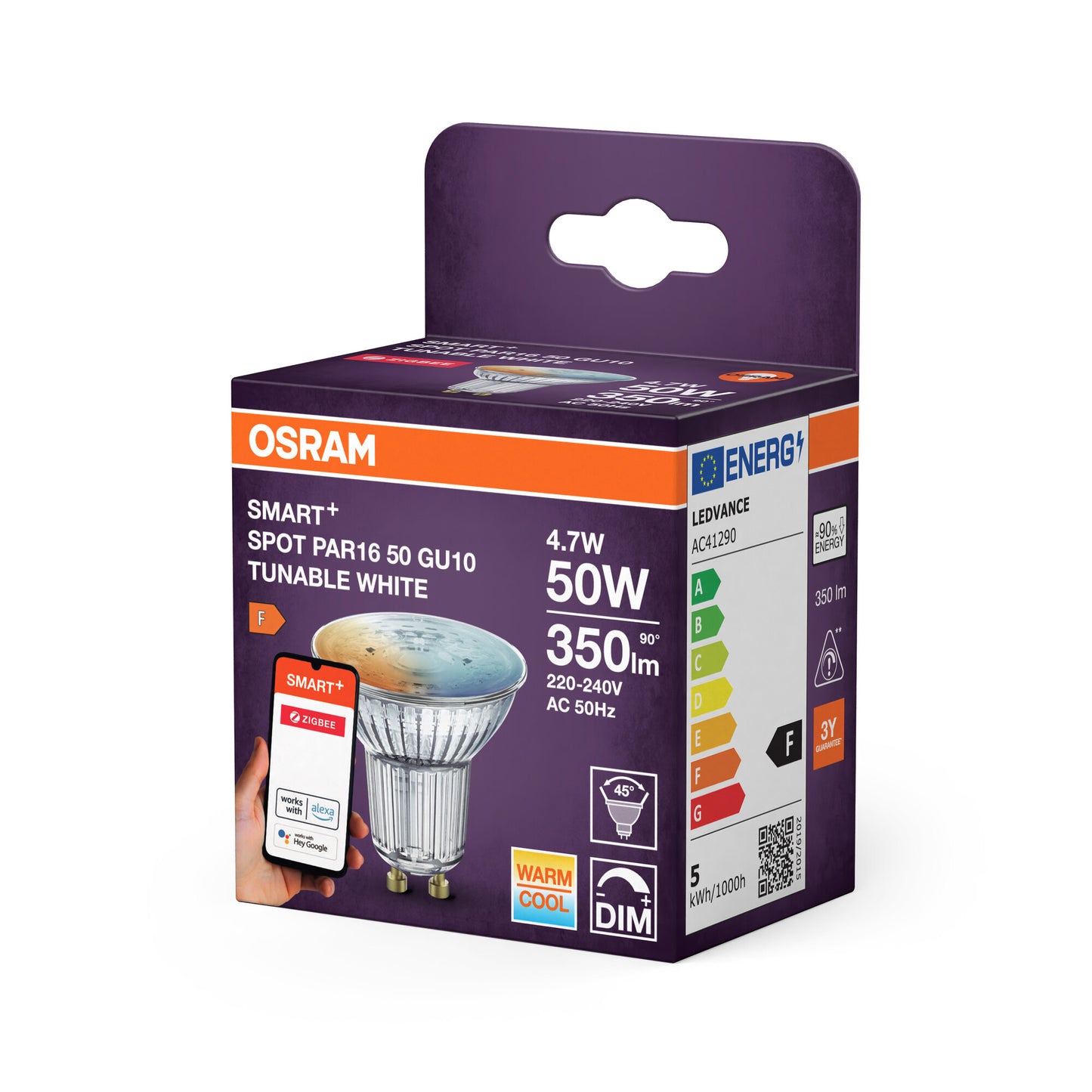 OSRAM SMART LED PAR16 reflektor GU10 4,7W ZigBee-inställbar