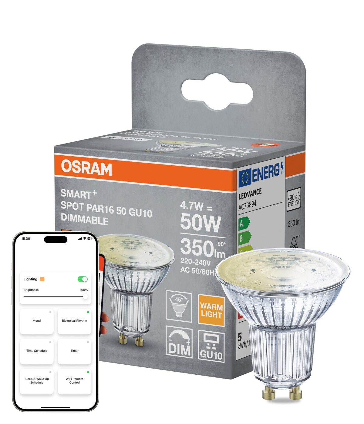 OSRAM SMART+ Matter Spot PAR16 GU10 4,7W WiFi dimbar