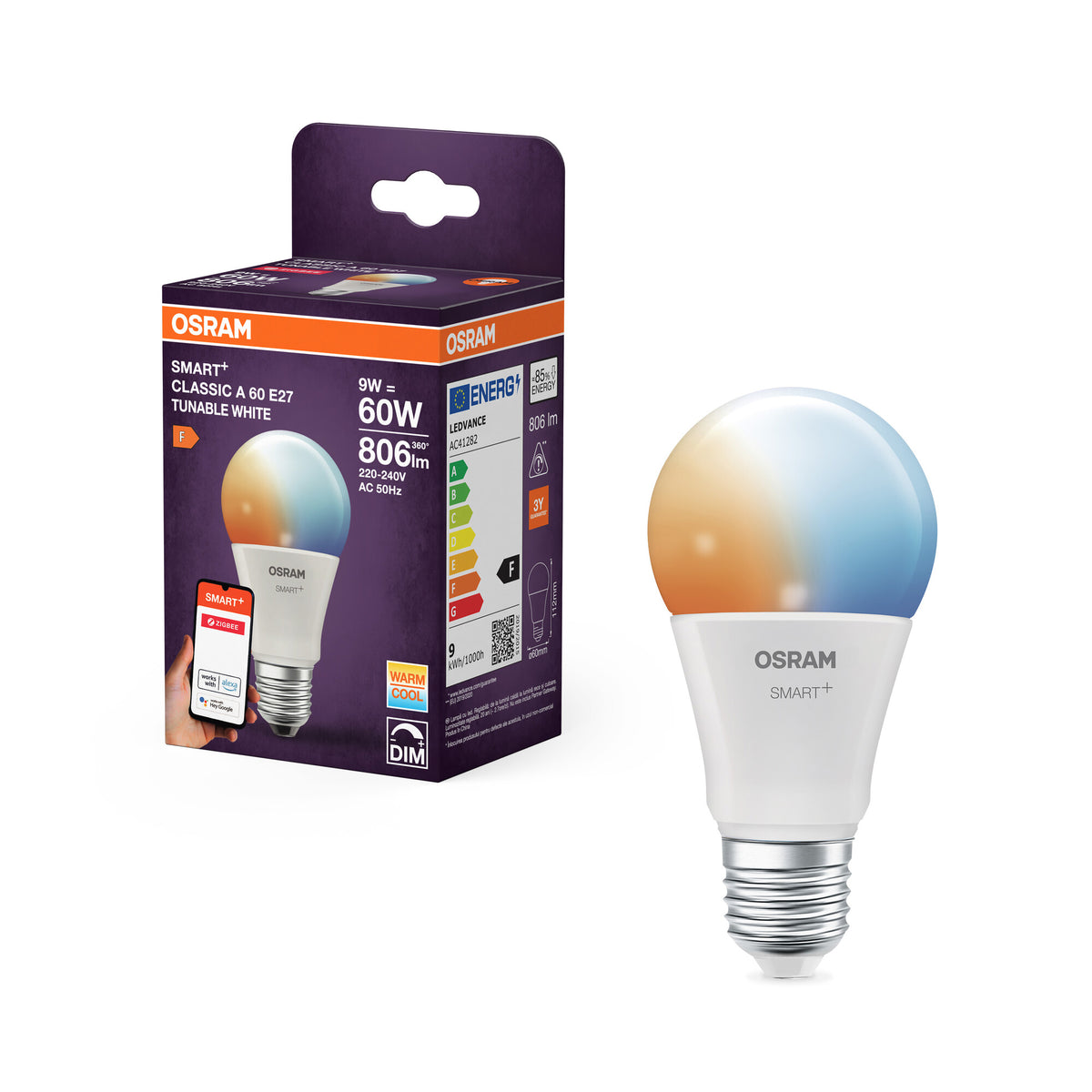 OSRAM SMART LED A60-lampform E27 9W ZigBee Tunable White
