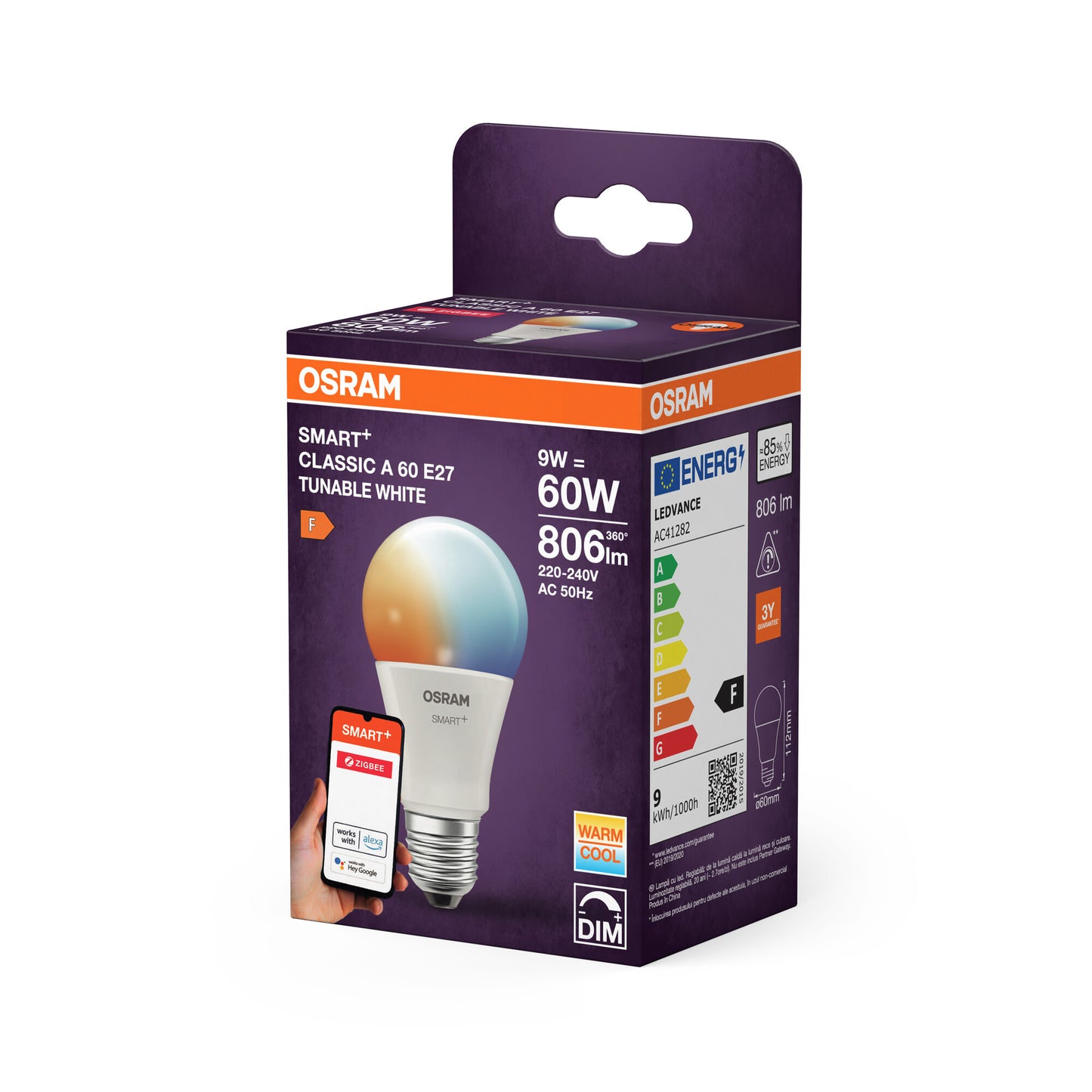 OSRAM SMART LED A60-lampform E27 9W ZigBee Tunable White
