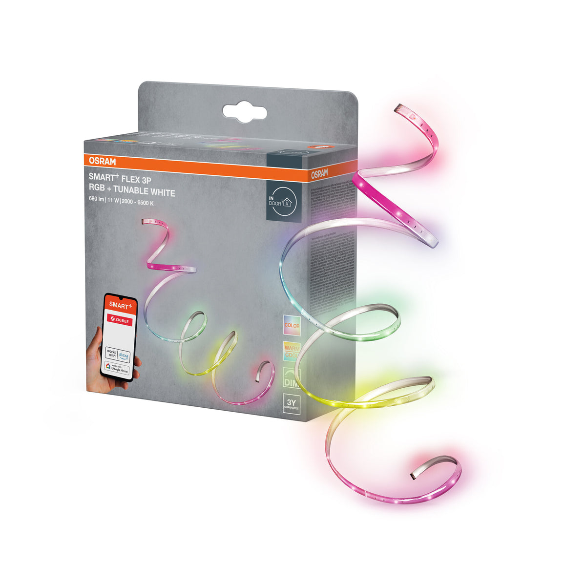 LEDVANCE SMART+ ZigBee OUTDOOR FLEX RGBW – Flexibles Außen-Lichtband, 16 Mio. Farben, 2.000–6.500 K, Steuerbar
