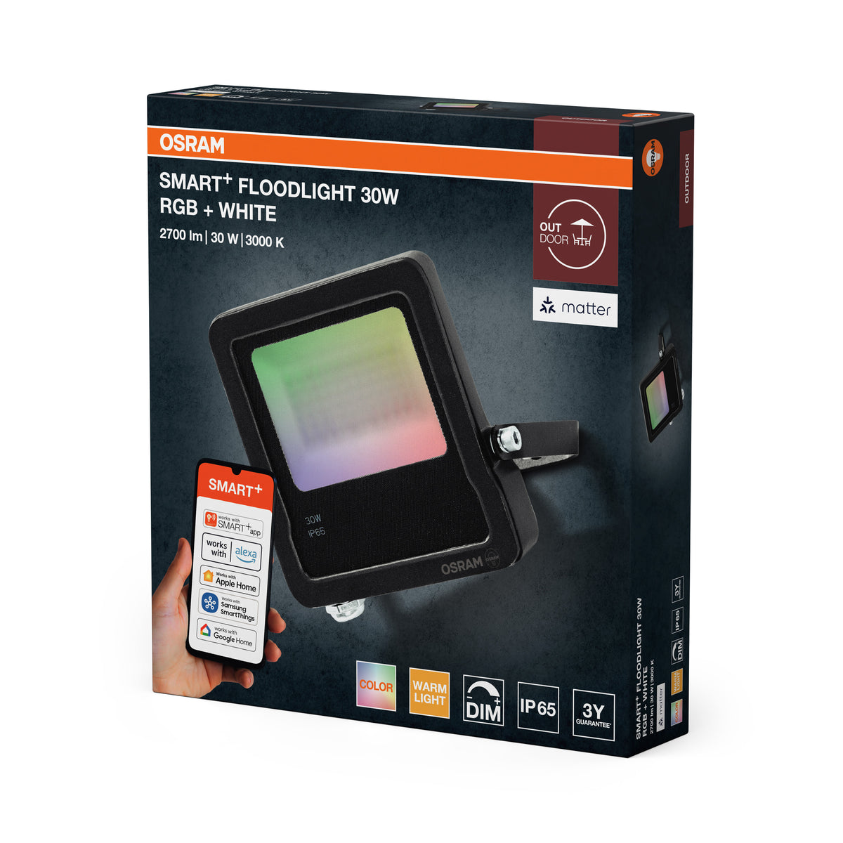 OSRAM SMART+ Matter Strålkastare 30W RGBW Utomhus (IP65)