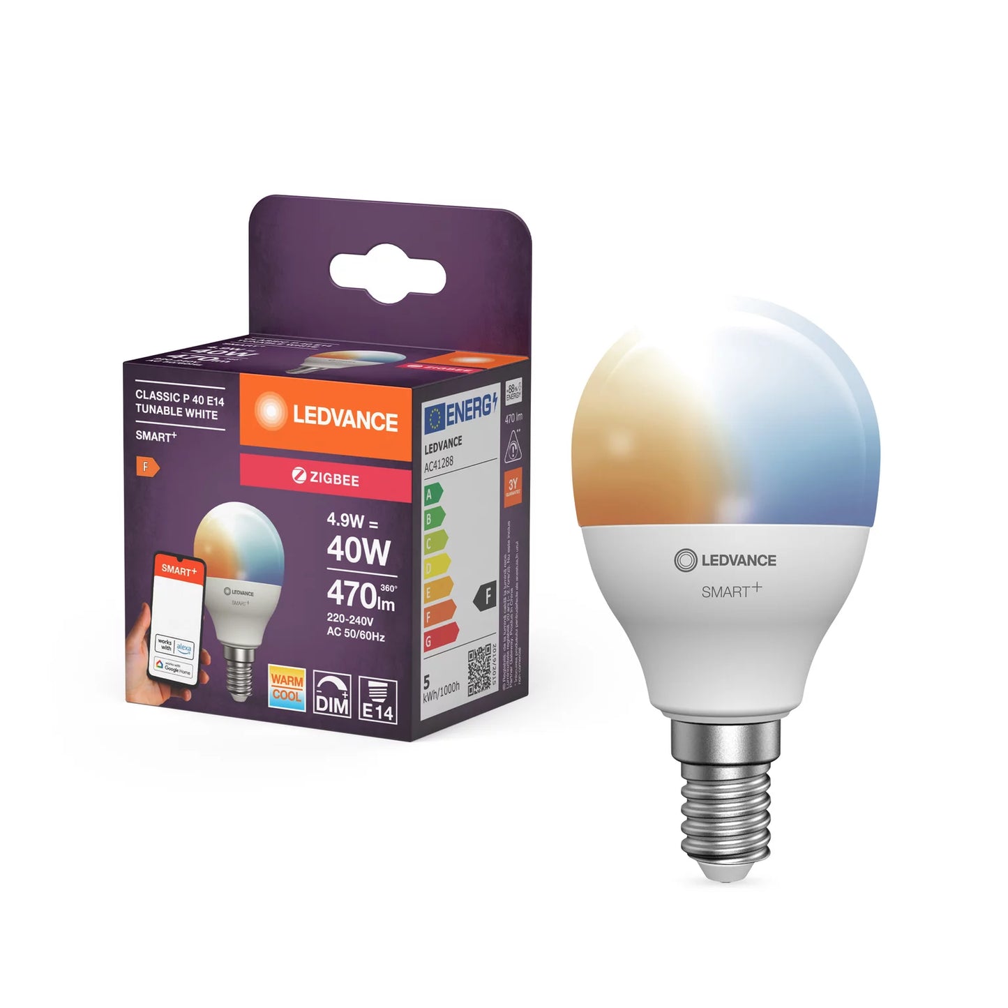 Ledvance SMART+ ZIGBEE Tunable White Classic P40 4.9W E14 – telldus.com